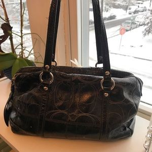 black patent shoulder bag